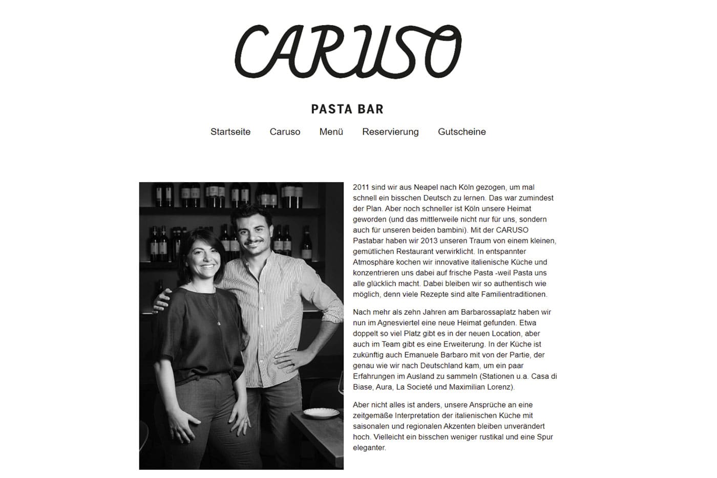 Caruso Pastabar Webseite